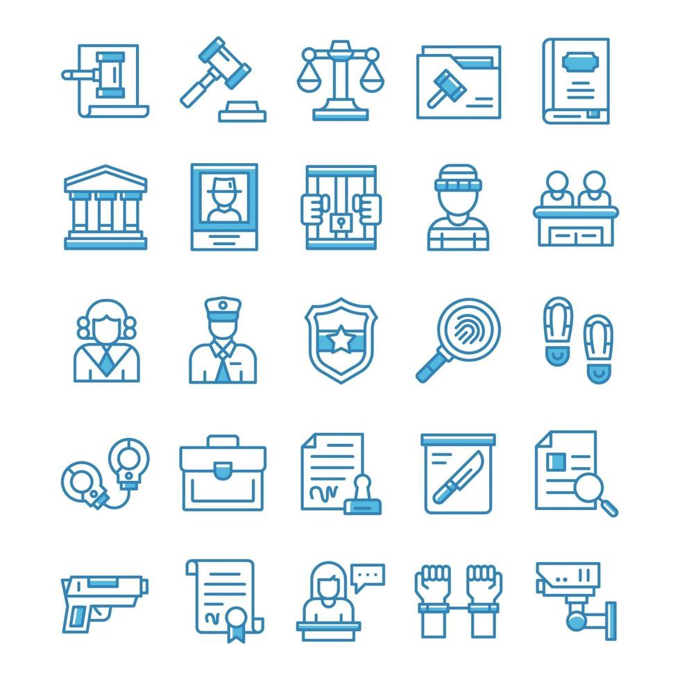 Set of Justice and Law icons with blue style. vector