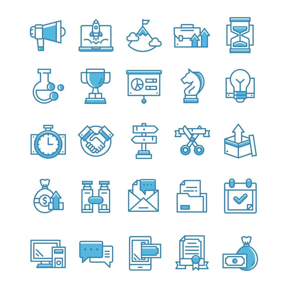 Set of Startup icons with blue style. vector