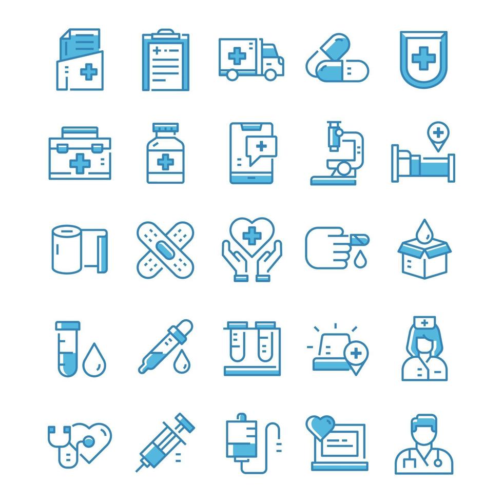 Set of Medical icons with blue style. vector