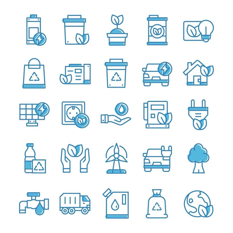 Set of Environment icons with blue style. vector