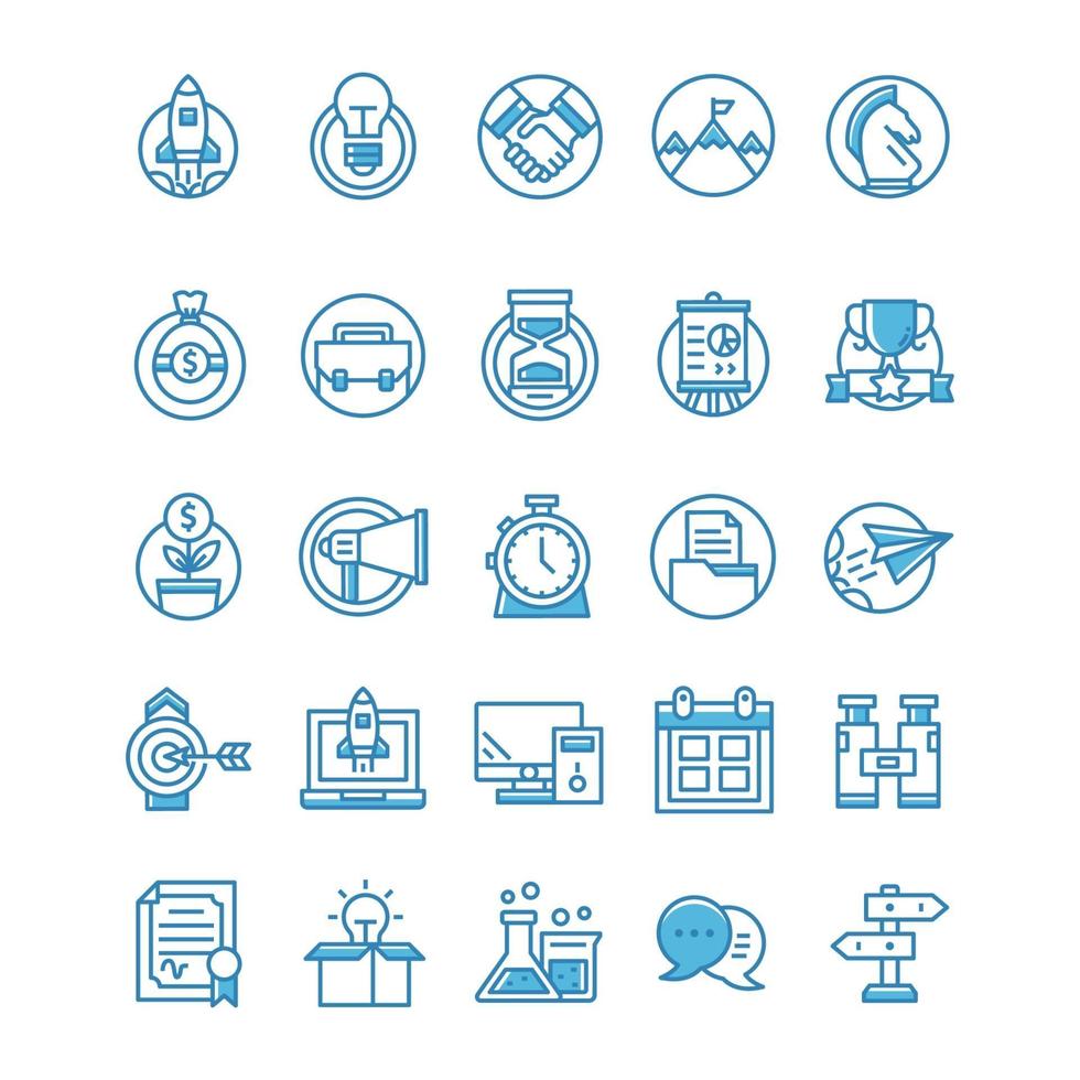 Set of Startup icons with blue style. vector