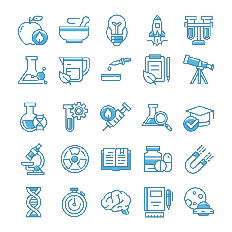 Set of Science icons with blue style. vector