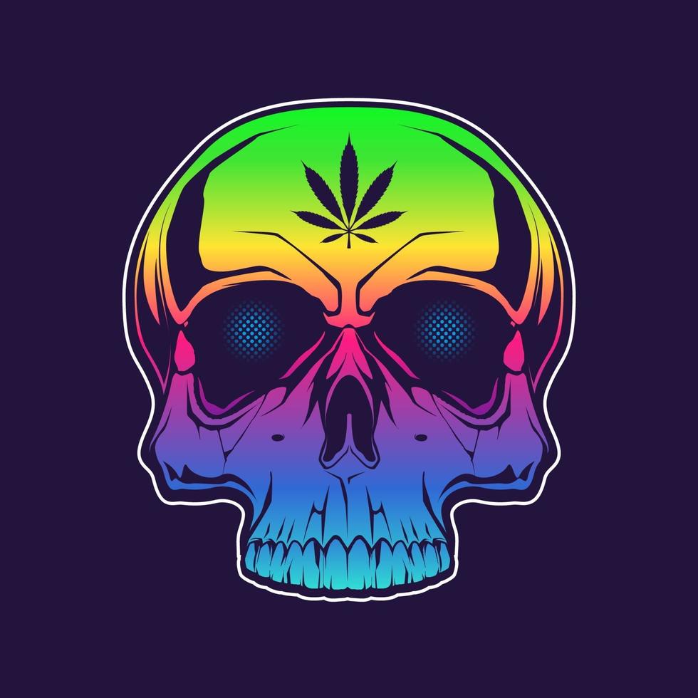 calavera colorida con signo de malezas. diseño vectorial vector