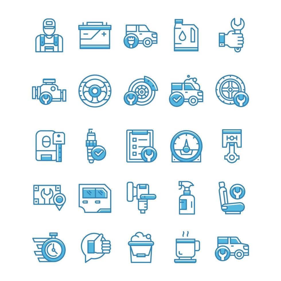 Set of Car Service icons with blue style. vector