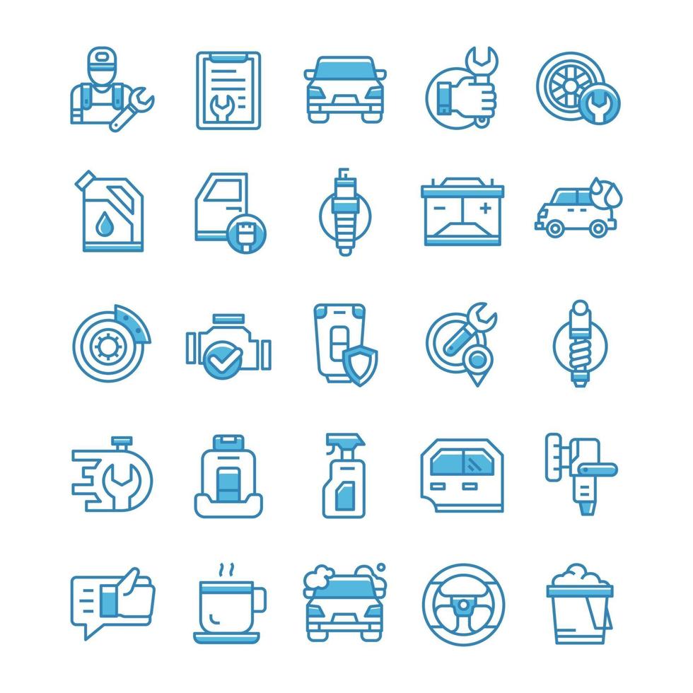Set of Car Service icons with blue style. vector