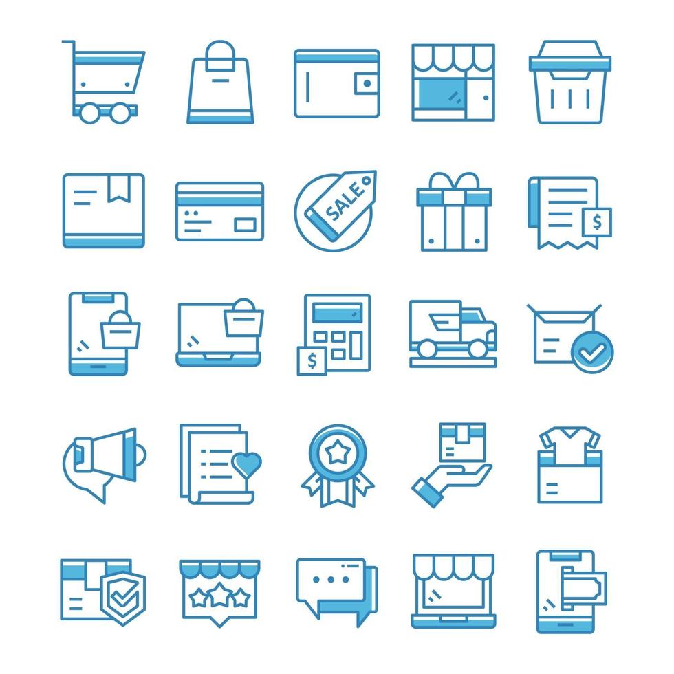 Set of Shopping icons with blue style. vector