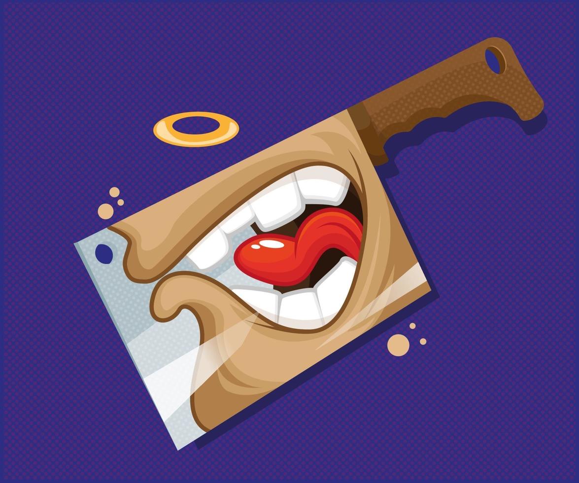 Knife with screaming face. Vector illustration