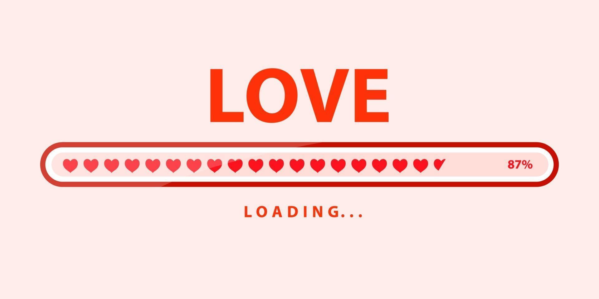 Love loading progress . Heart loading. illustration design vector
