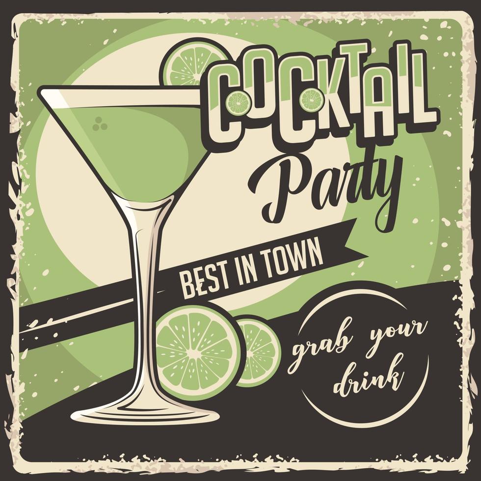 Cocktail Signage Poster Retro Rustic Classic Vector