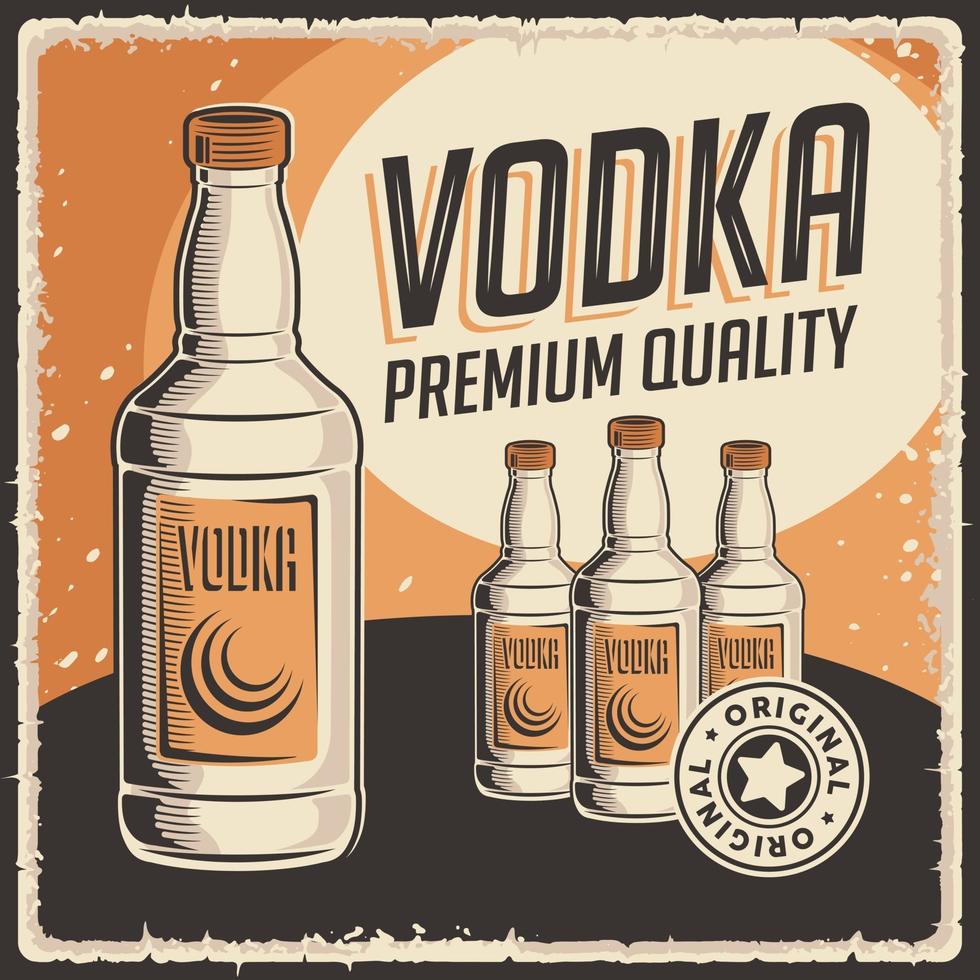 cartel de señalización de vodka retro vector clásico rústico