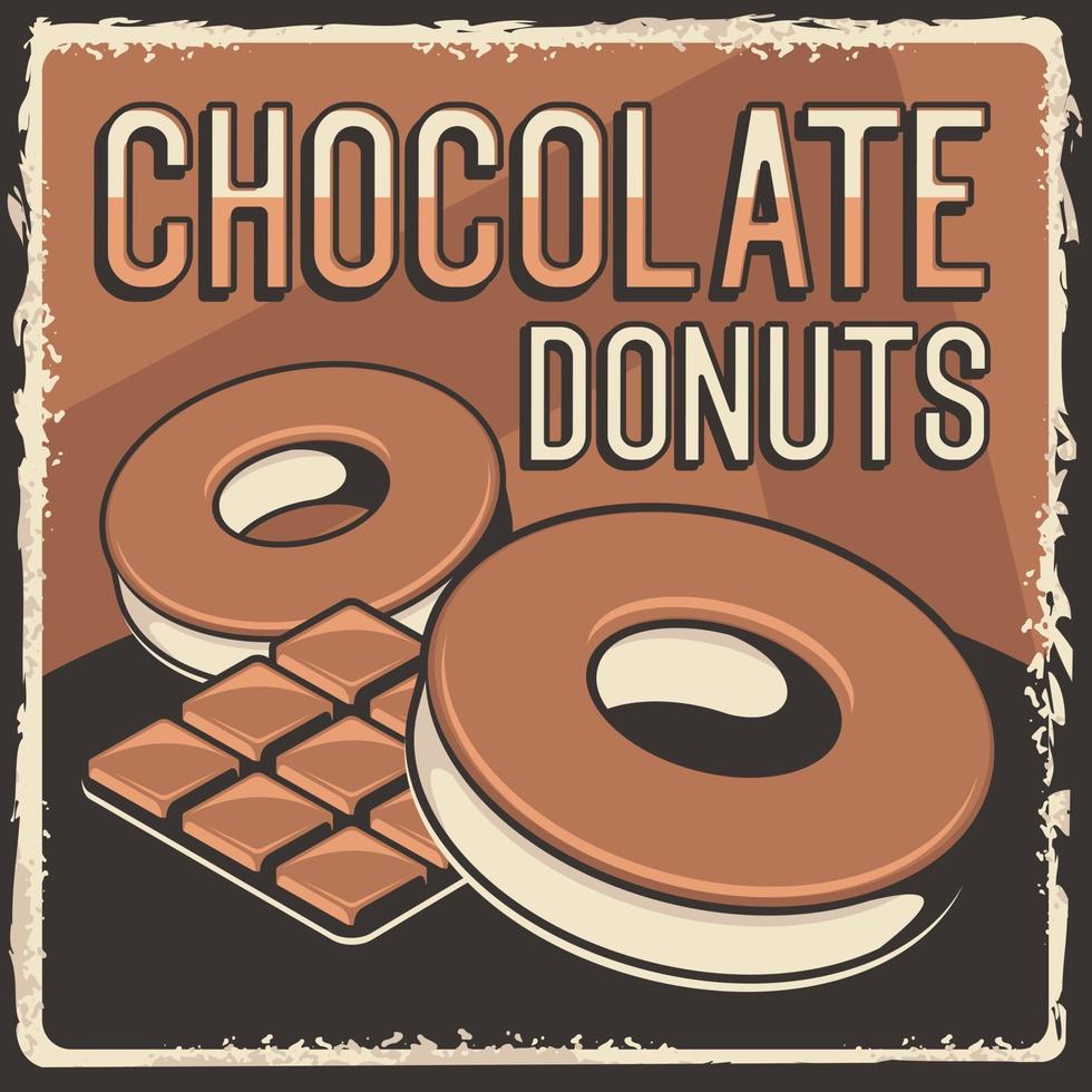 Chocolate Donuts Rustic Classic Retro Vintage Signage Poster Vector