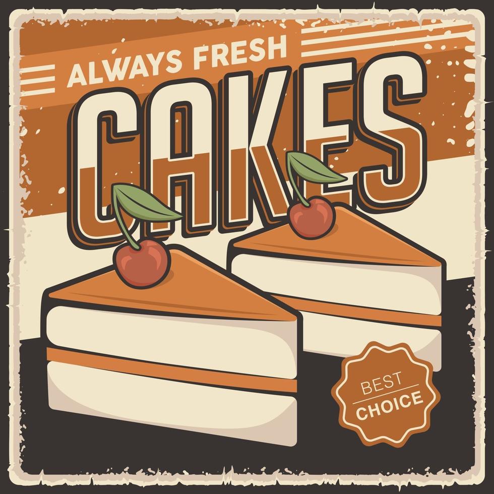 Retro Vintage Cakes Poster Sign vector