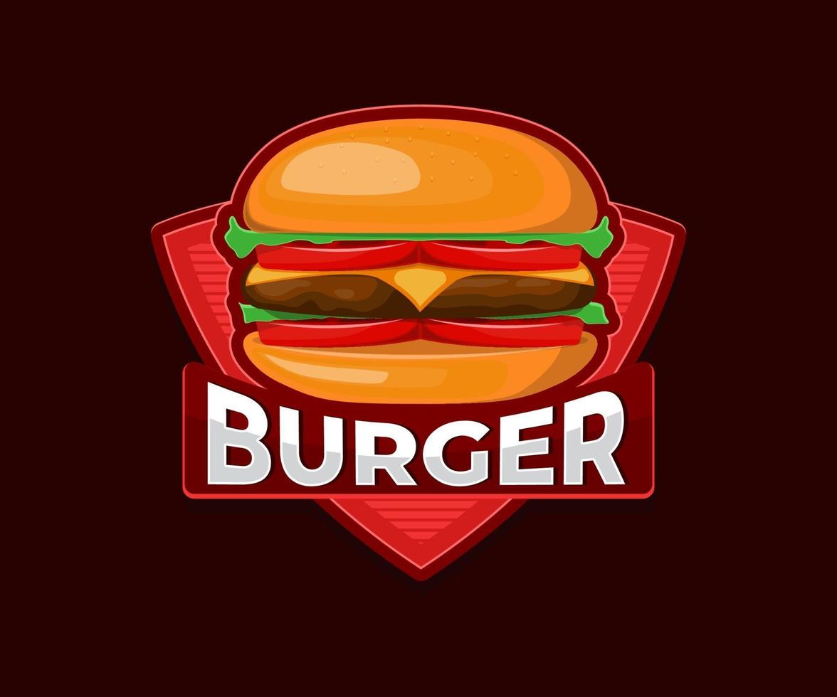 Delicious hot burgers vector logo with lettering. Fast food . Vector