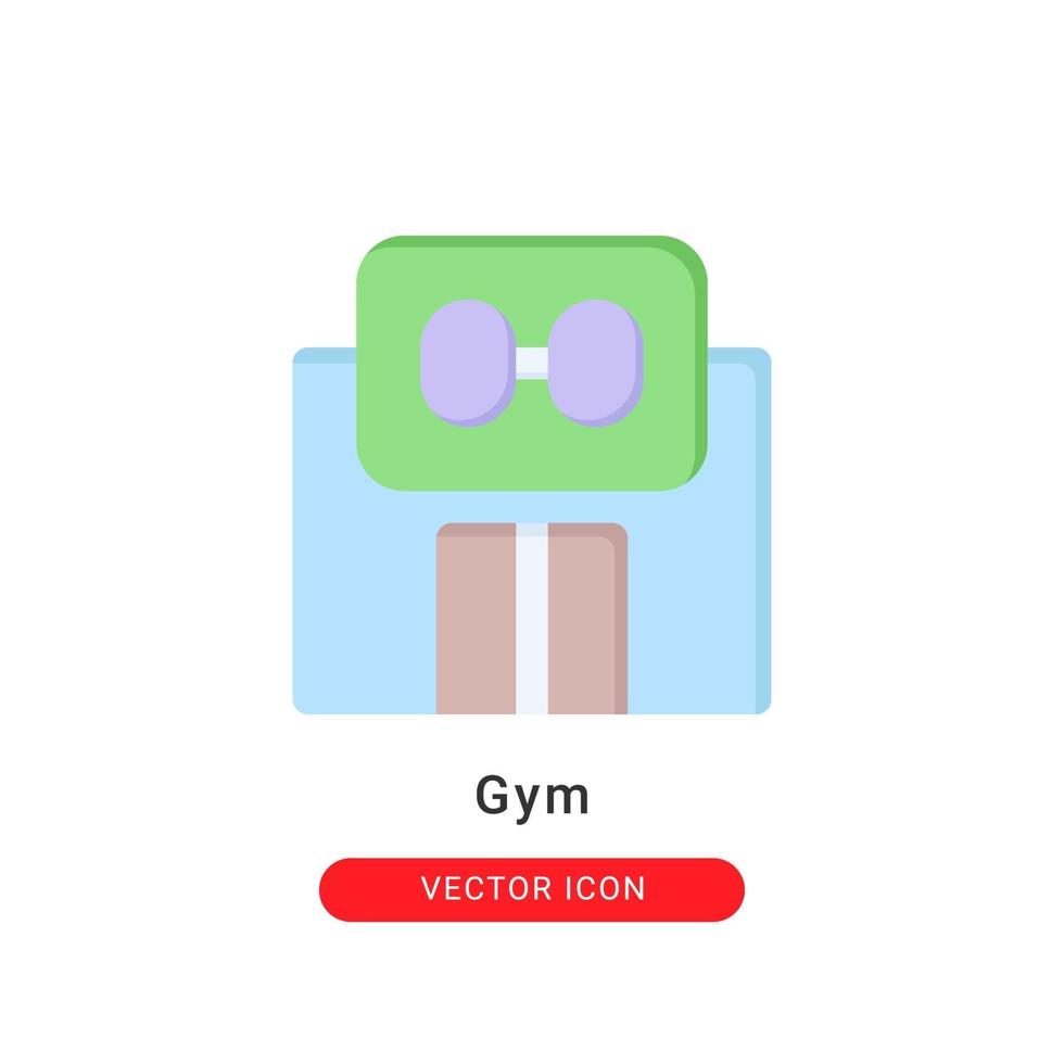 Ilustración de vector de icono de gimnasio. diseño plano del icono de gimnasio.