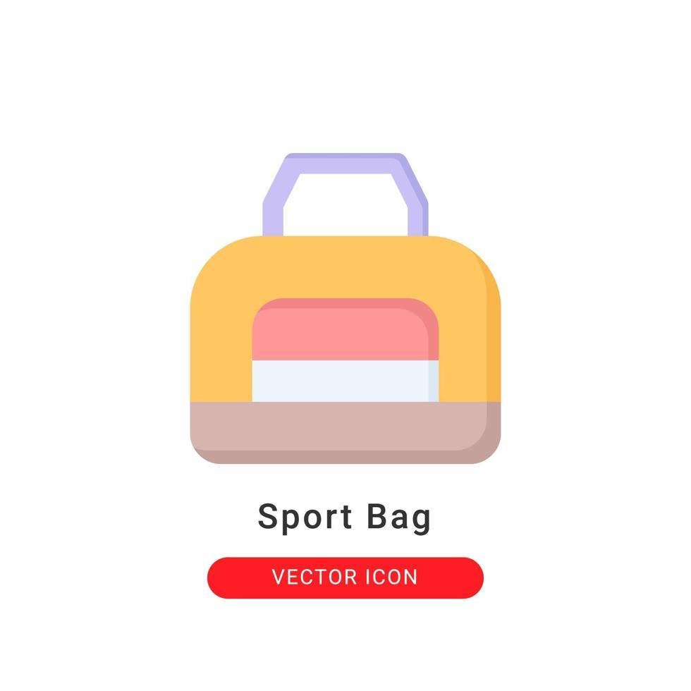 Ilustración de vector de icono de bolsa de deporte. diseño plano del icono de bolsa de deporte.