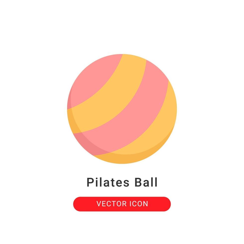 Ilustración de vector de icono de bola de pilates. diseño plano del icono de pelota de pilates.