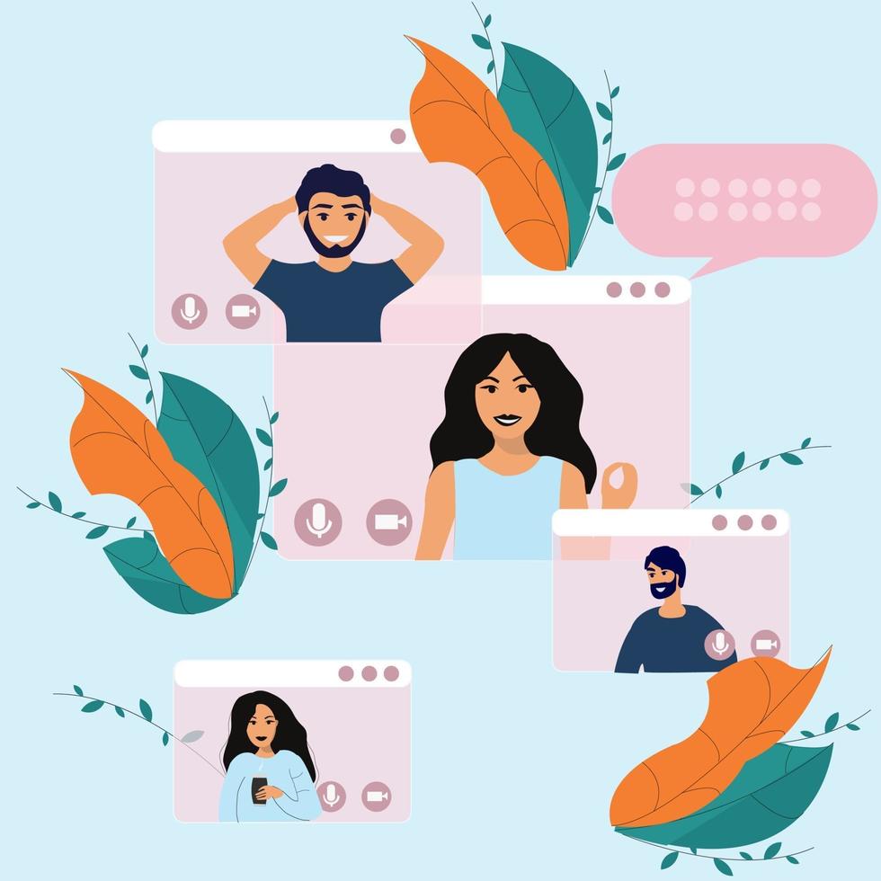 video conference illustration vector