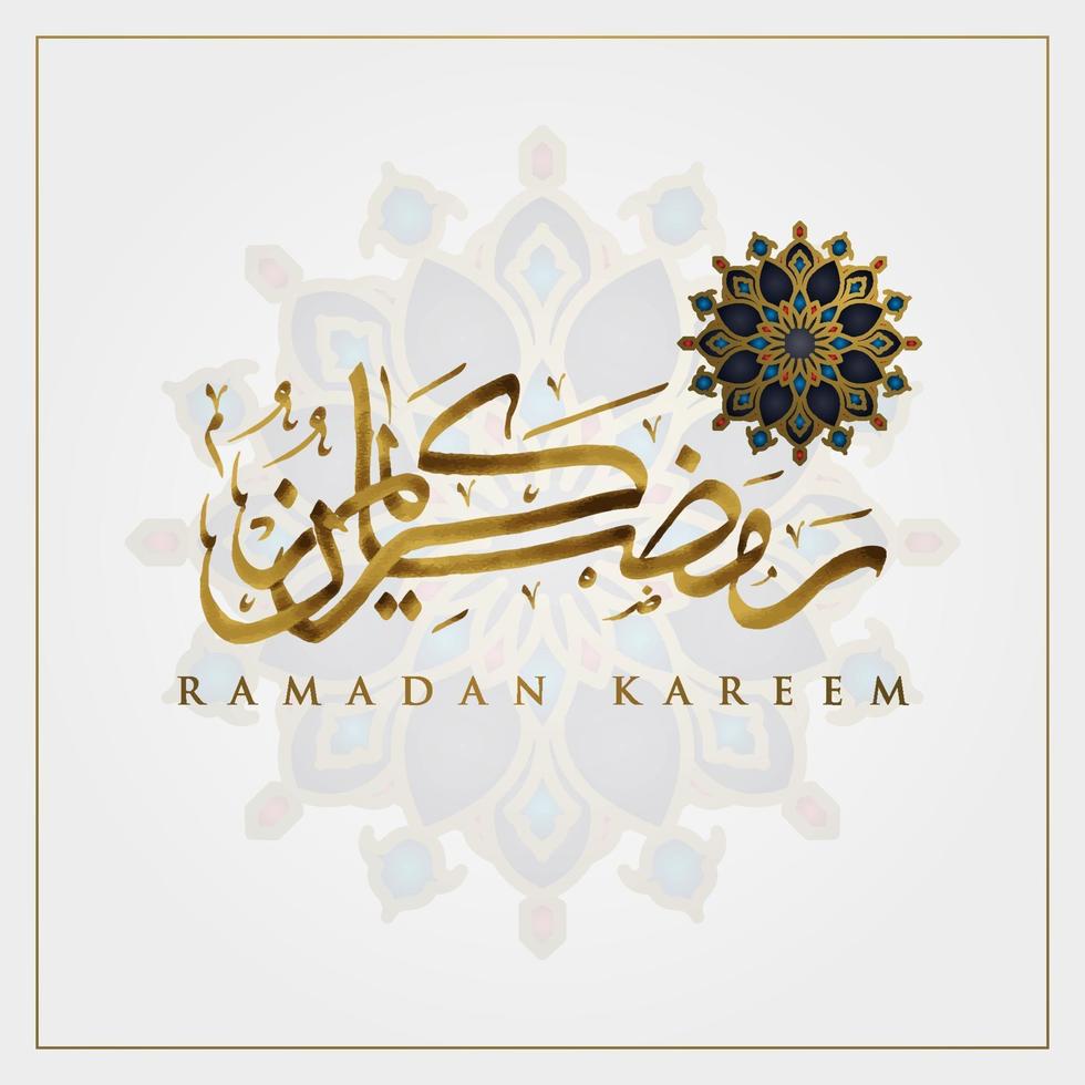 tarjeta de felicitación de ramadan kareem diseño de vector de patrón floral islámico con caligrafía árabe