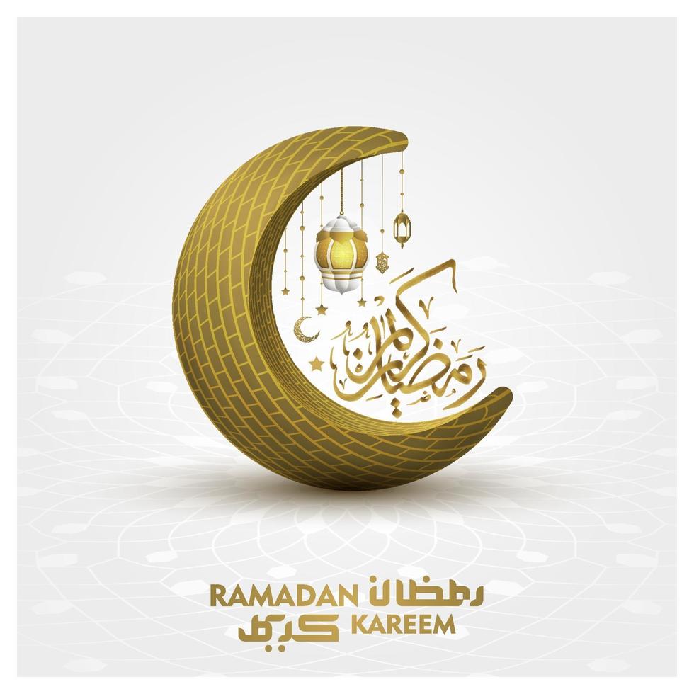 Ramadán kareem saludo diseño de vector de fondo de ilustración islámica con hermosa caligrafía árabe y luna