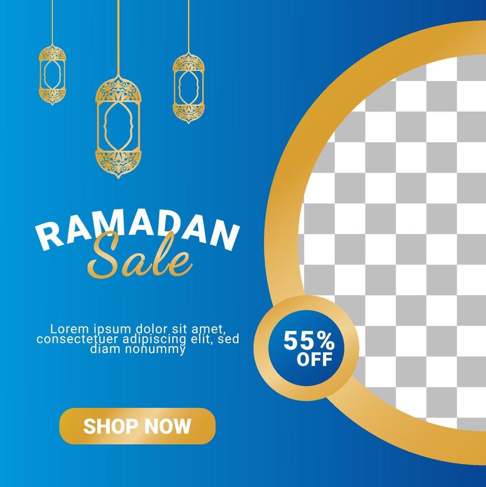 Plantilla elegante de redes sociales de lujo de venta de Ramadán. vector