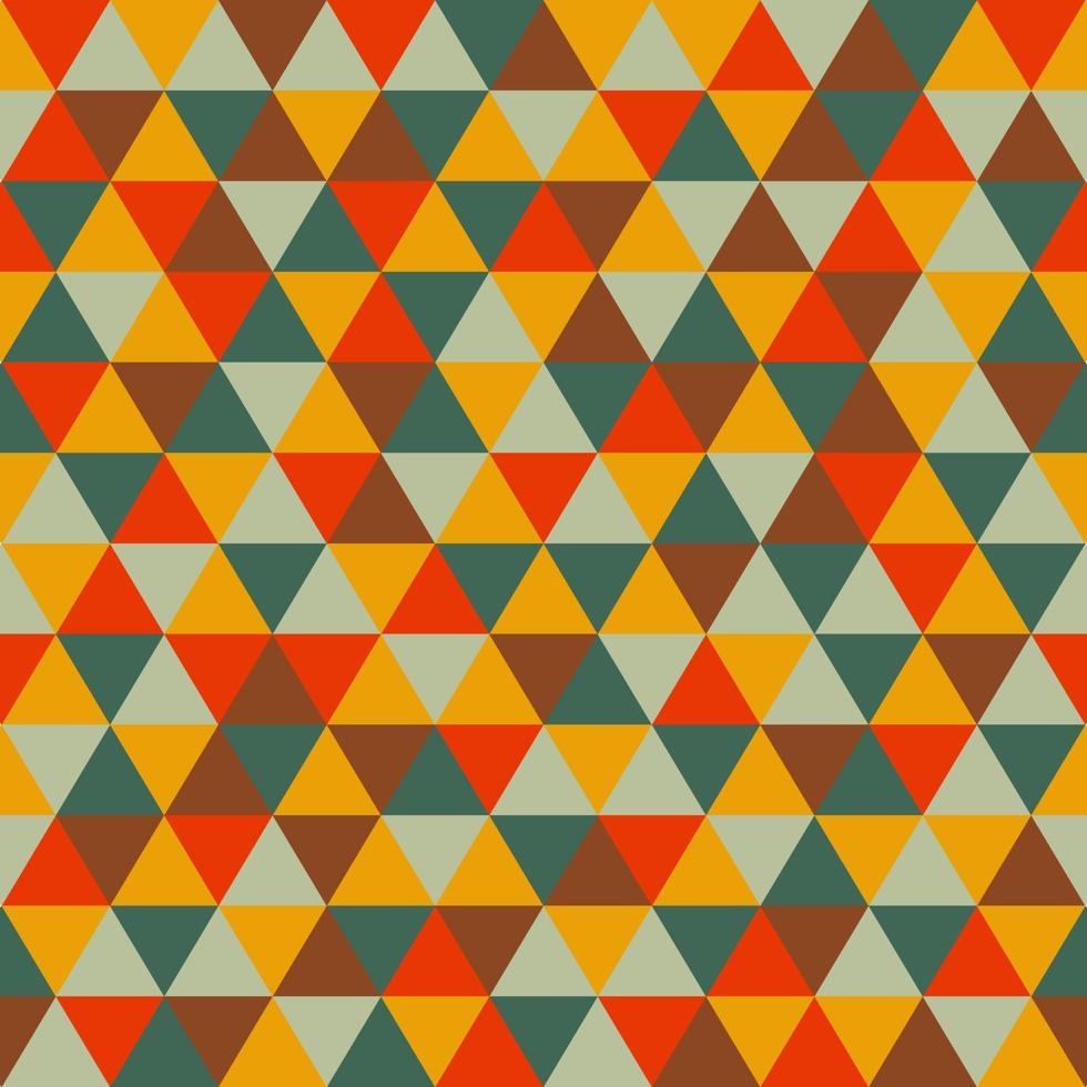 Seamless Pattern with orange, red, green, grey and brown triangles vector