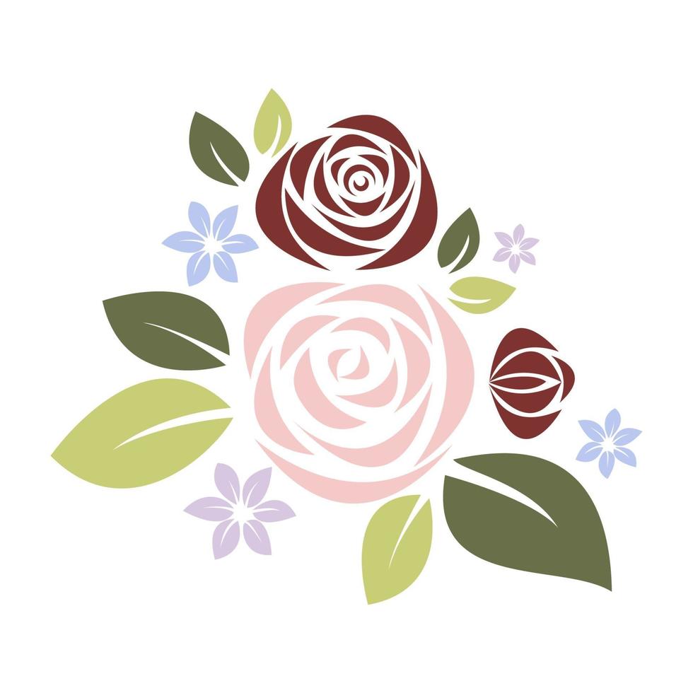 Composición de rosas en colores pastel. vector