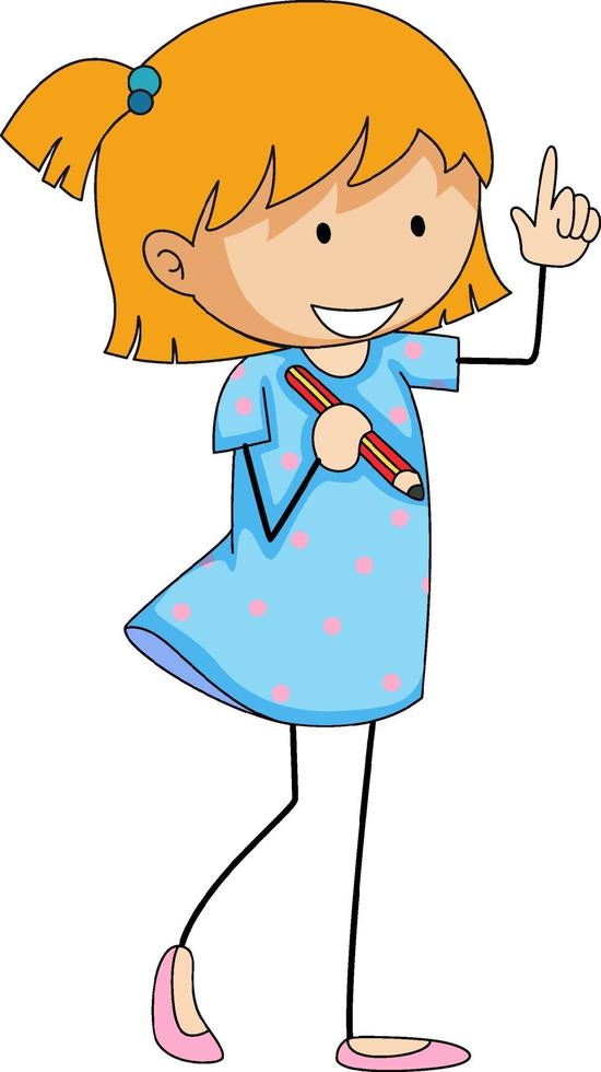 A happy girl doodle cartoon character isolated vector