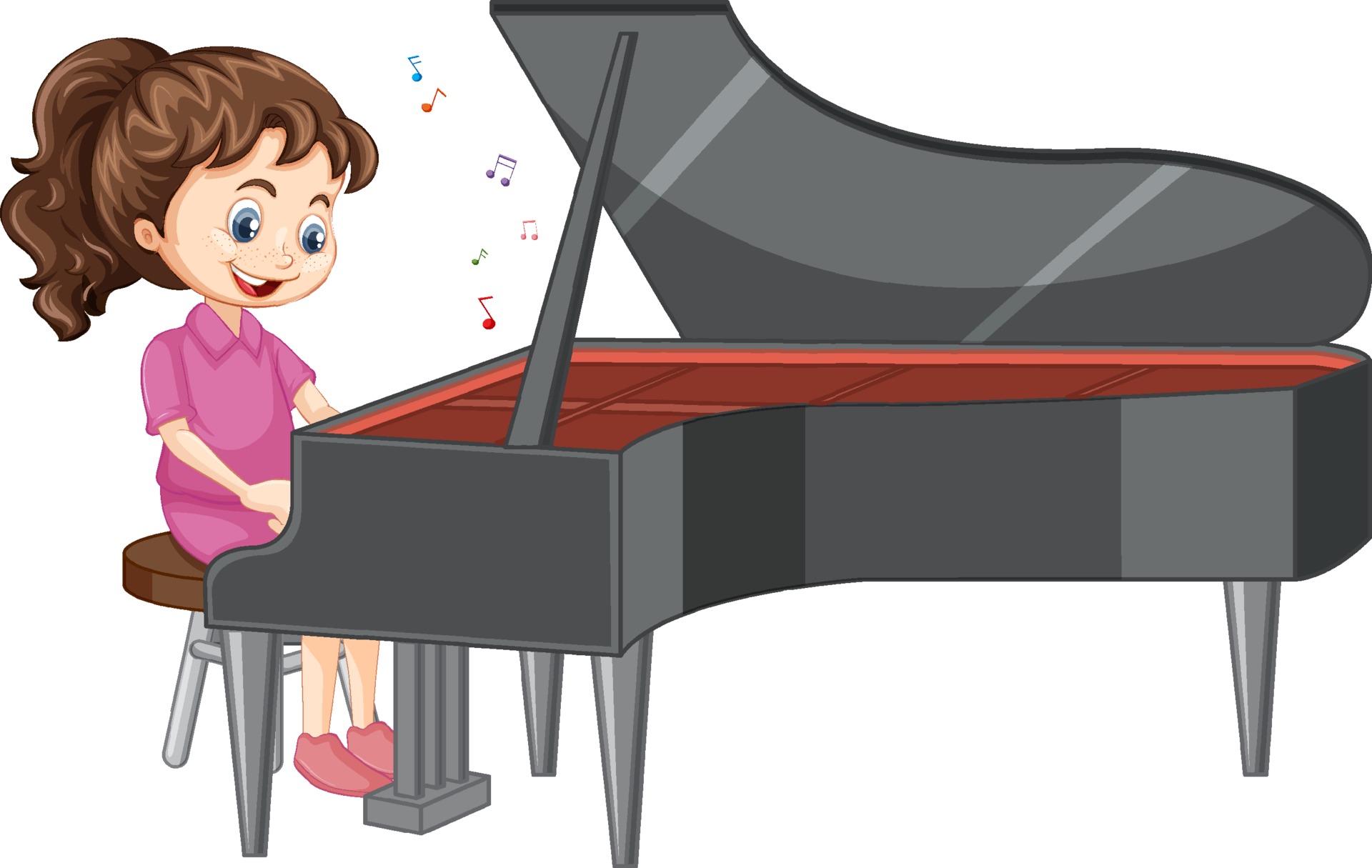 personaje de dibujos animados de niña tocando el piano 2145657 Vector en Vecteezy