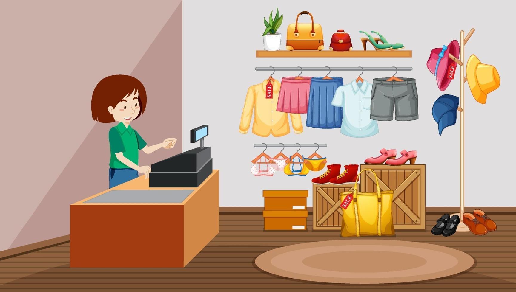 Interior design of cloth shop vector