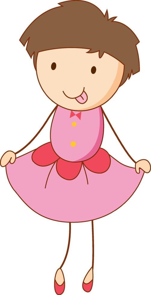 Cute girl cartoon character in hand drawn doodle style isolated vector