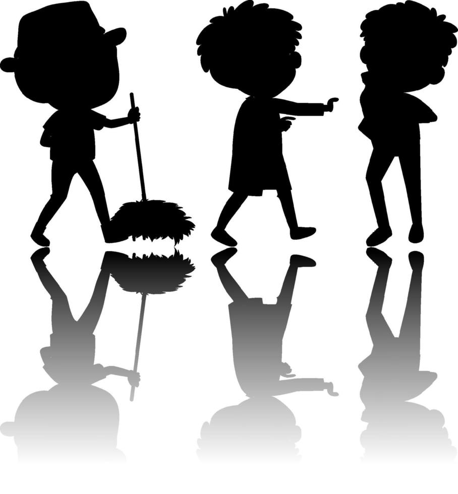 Set of kids silhouette with reflex vector