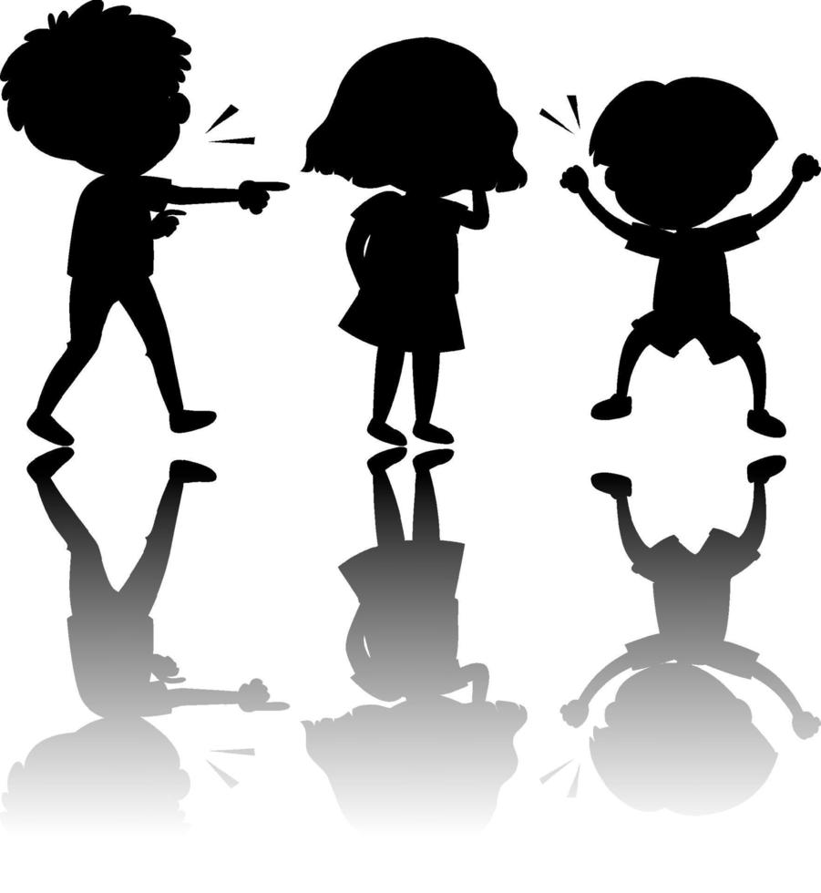 Set of kids silhouette with reflex vector