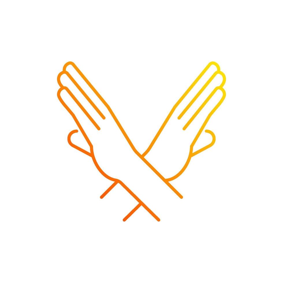 Crossed arms stop gesture gradient linear vector icon