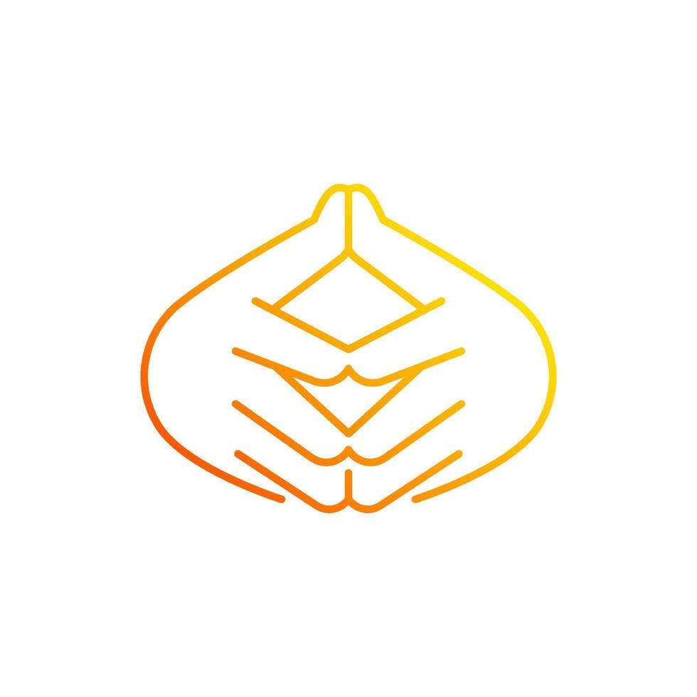 Steeple hand gesture gradient linear vector icon