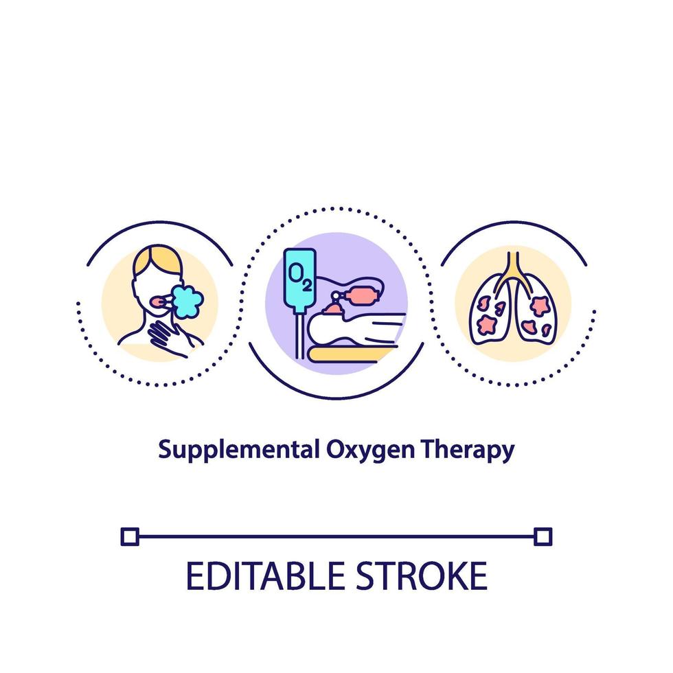 Supplemental oxygen therapy concept icon vector