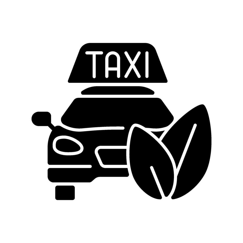 Eco-friendly taxi black glyph icon vector