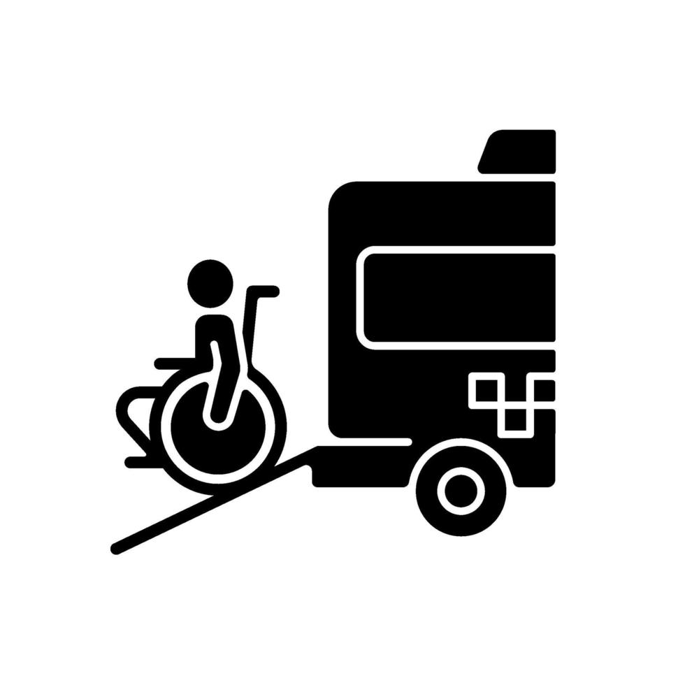Wheelchair van black glyph icon vector