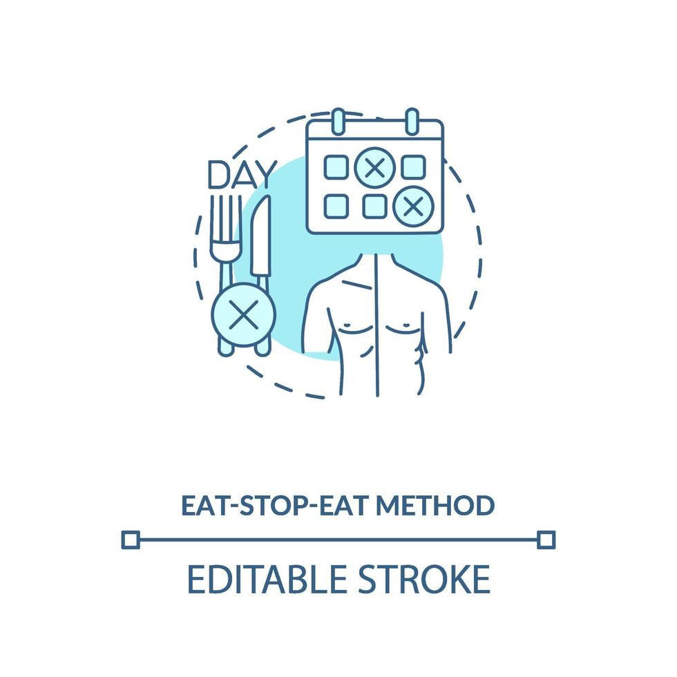 método comer-parar-comer concepto icono azul vector