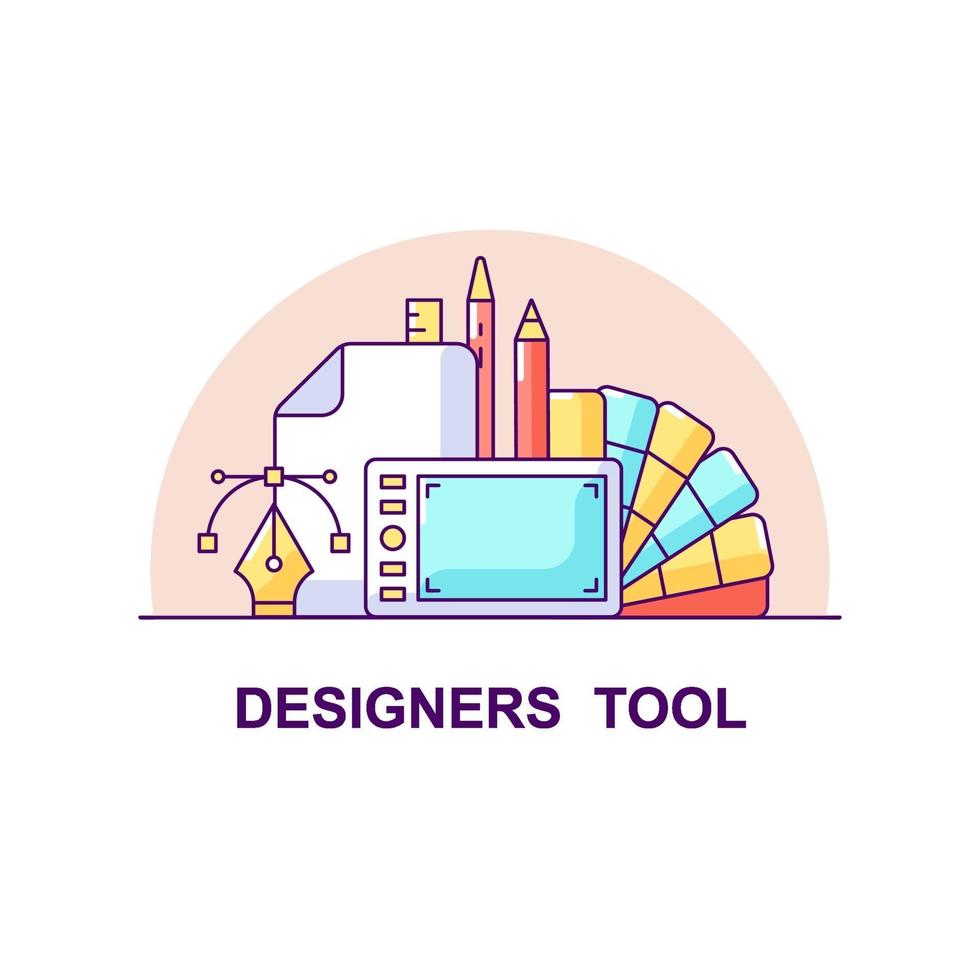 herramientas de diseño creativo icono de concepto de interfaz de usuario vector