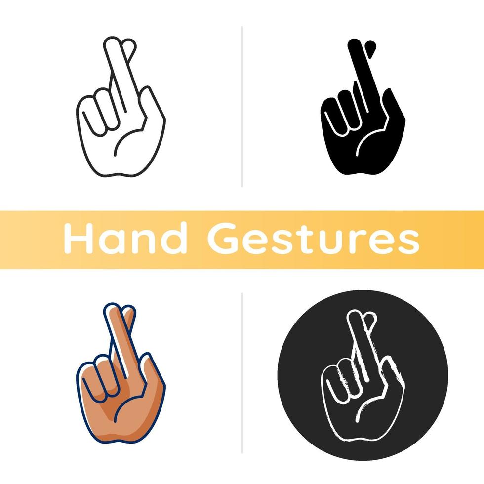Crossed fingers icon vector