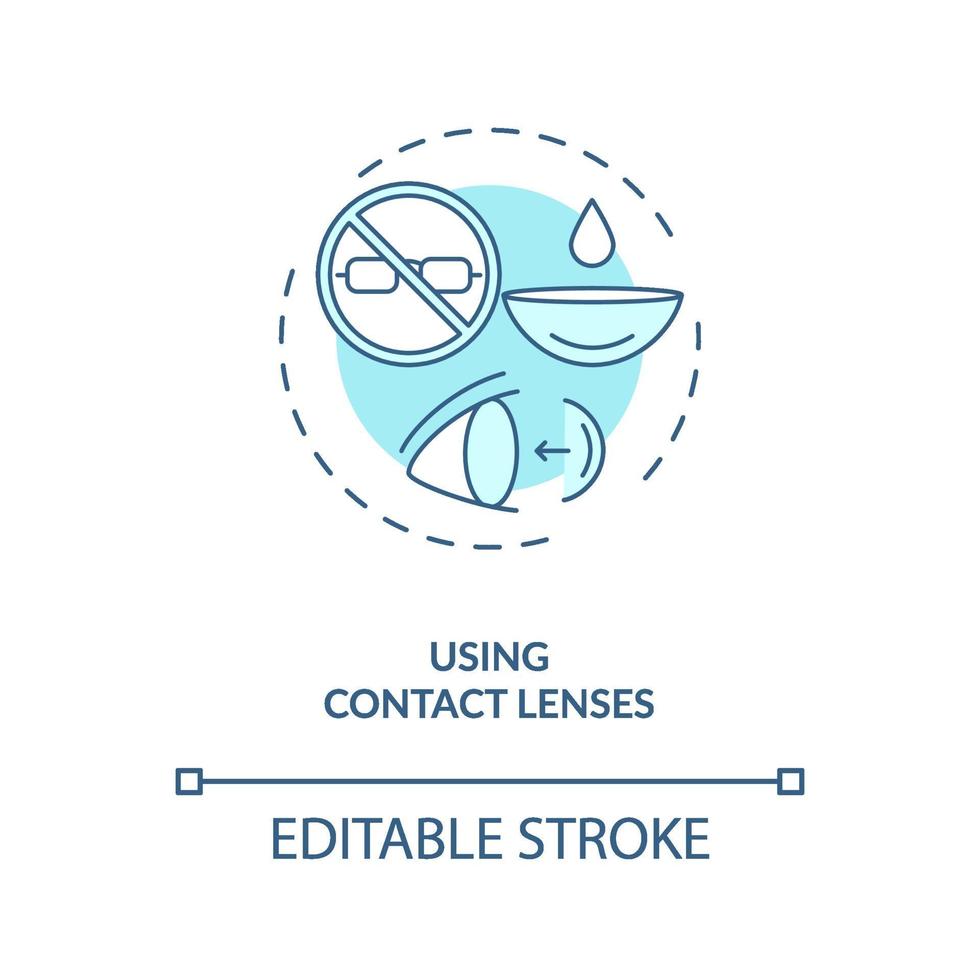 Using contact lenses concept icon vector