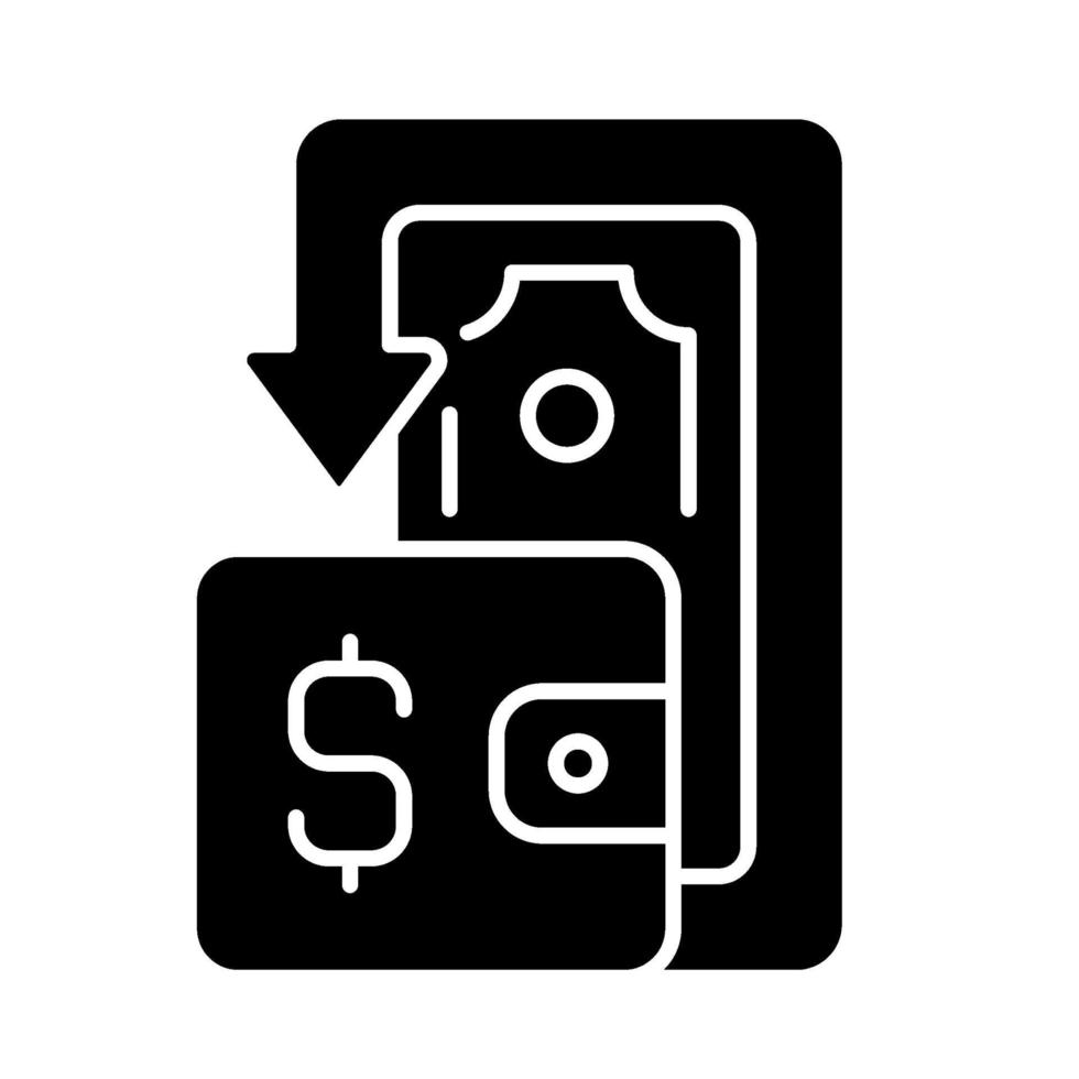 Cashback black glyph icon vector