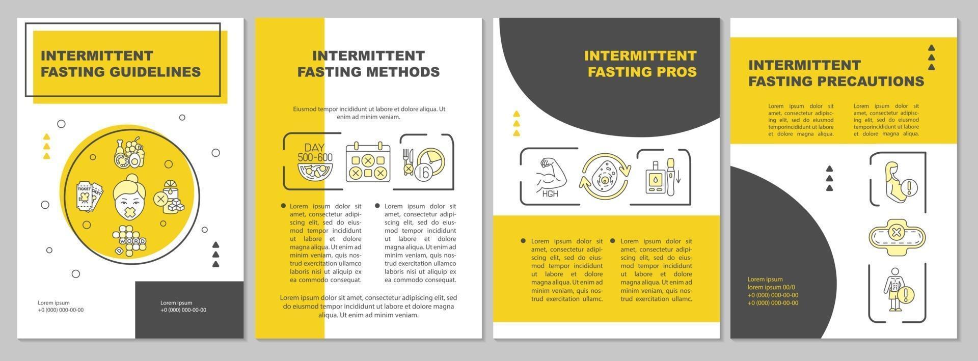 Intermittent fasting tips brochure template vector