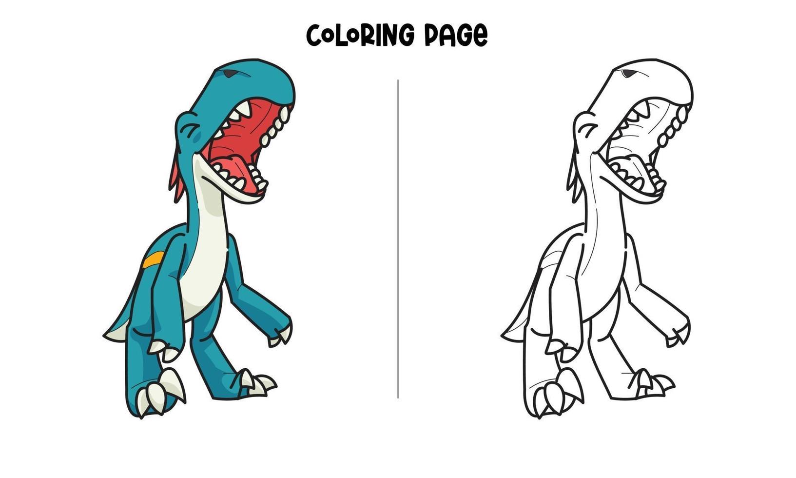 Blue Dinosaur Roaring Coloring Page vector