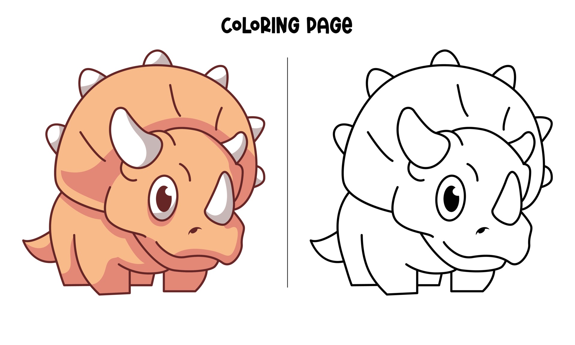 Cute Orange Triceratops Coloring Page 2146423 Download Free Vectors Clipart Graphics Vector Art This coloring page has a big triceratops, so it's perfect for younger kids that are getting familiar with their abc's or learning how to read. cute orange triceratops coloring page