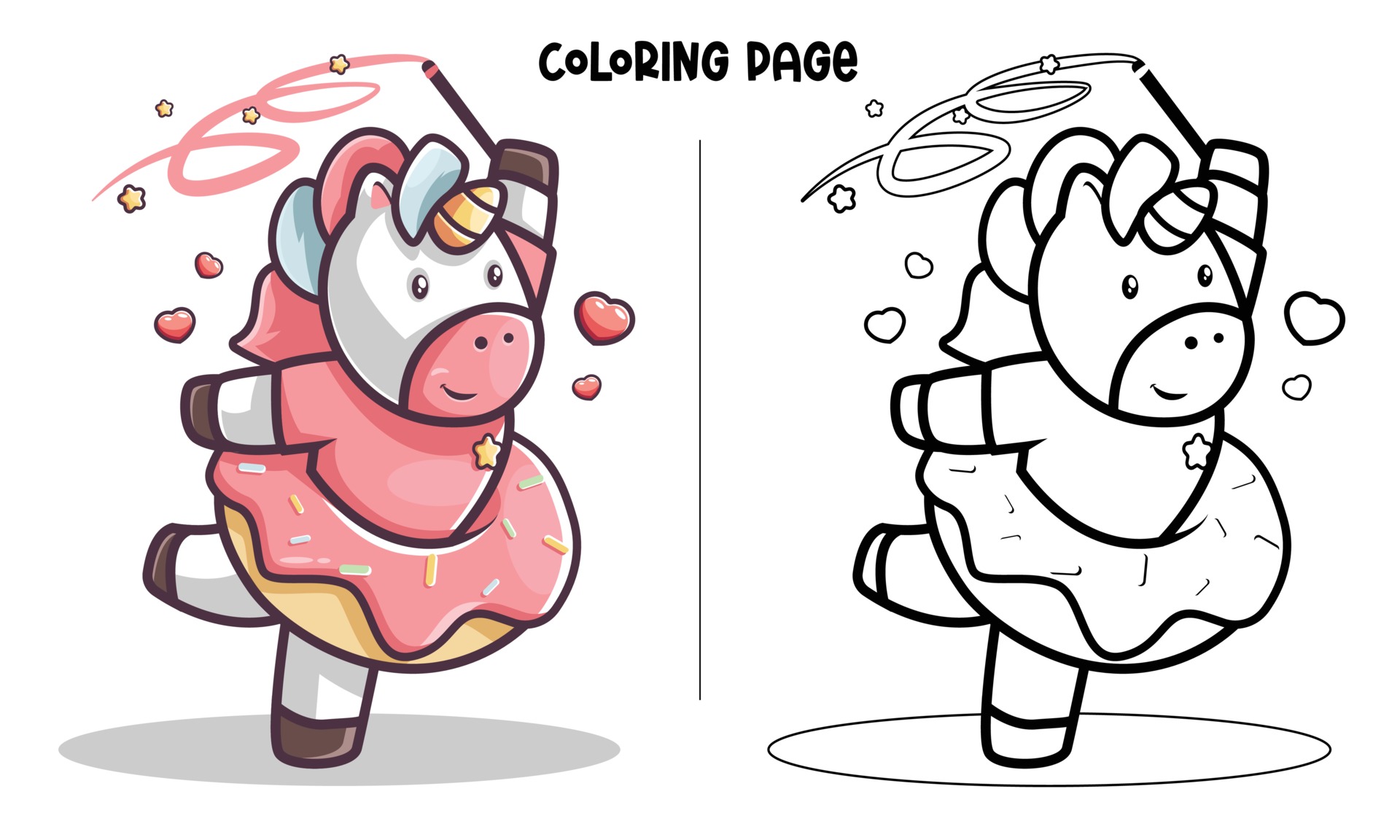 Sweet Dancer Unicorn Coloring Page 2146428 Vector Art at Vecteezy