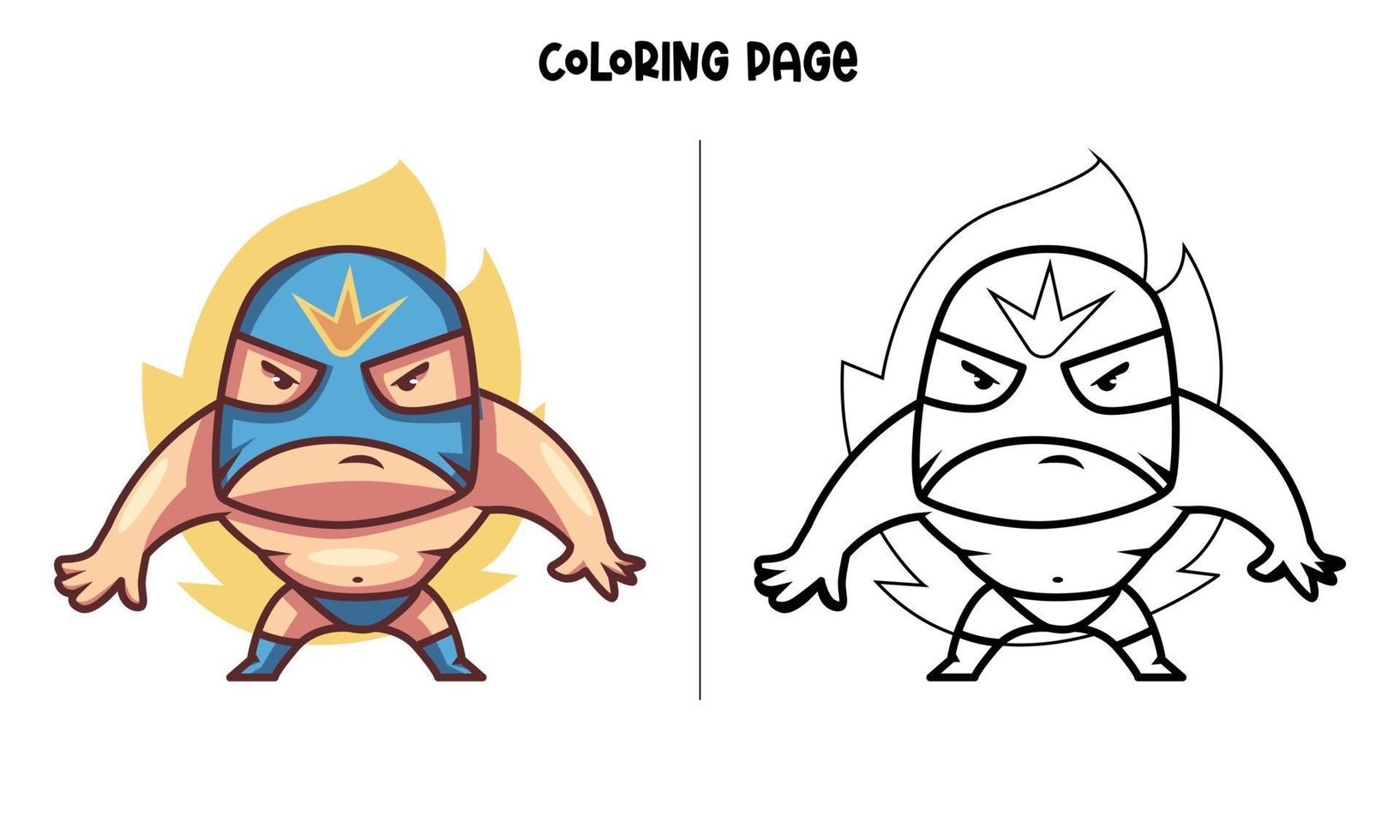 The Blue Mask Wrestler Coloring Page vector