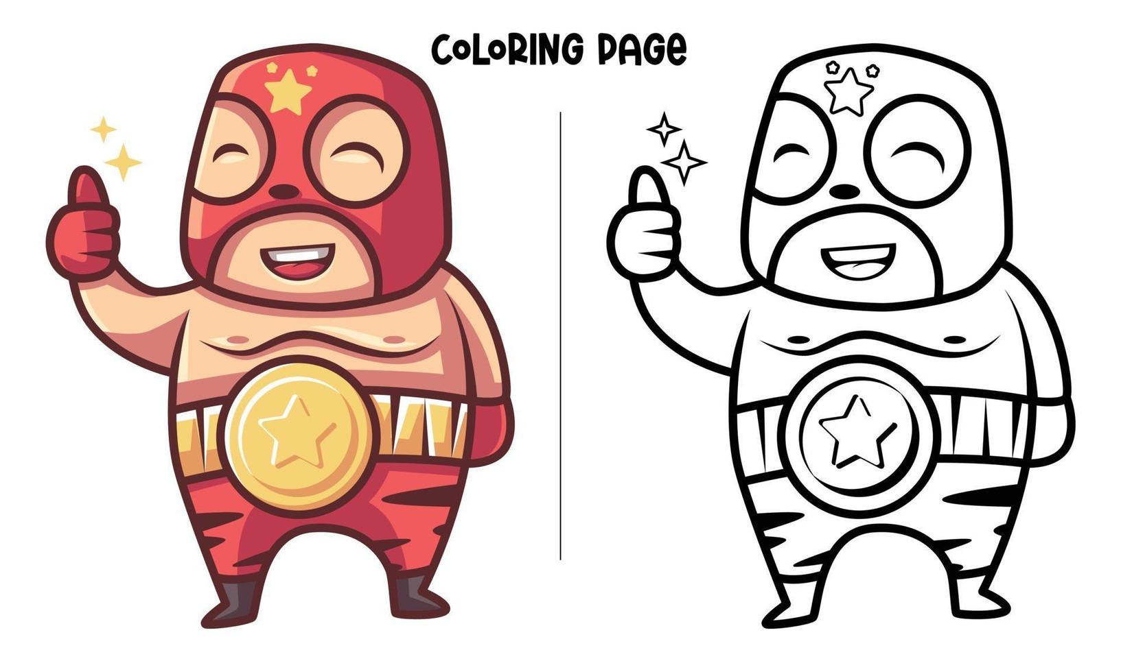 The Red Mask Wrestler Is The Winner Coloring Page vector