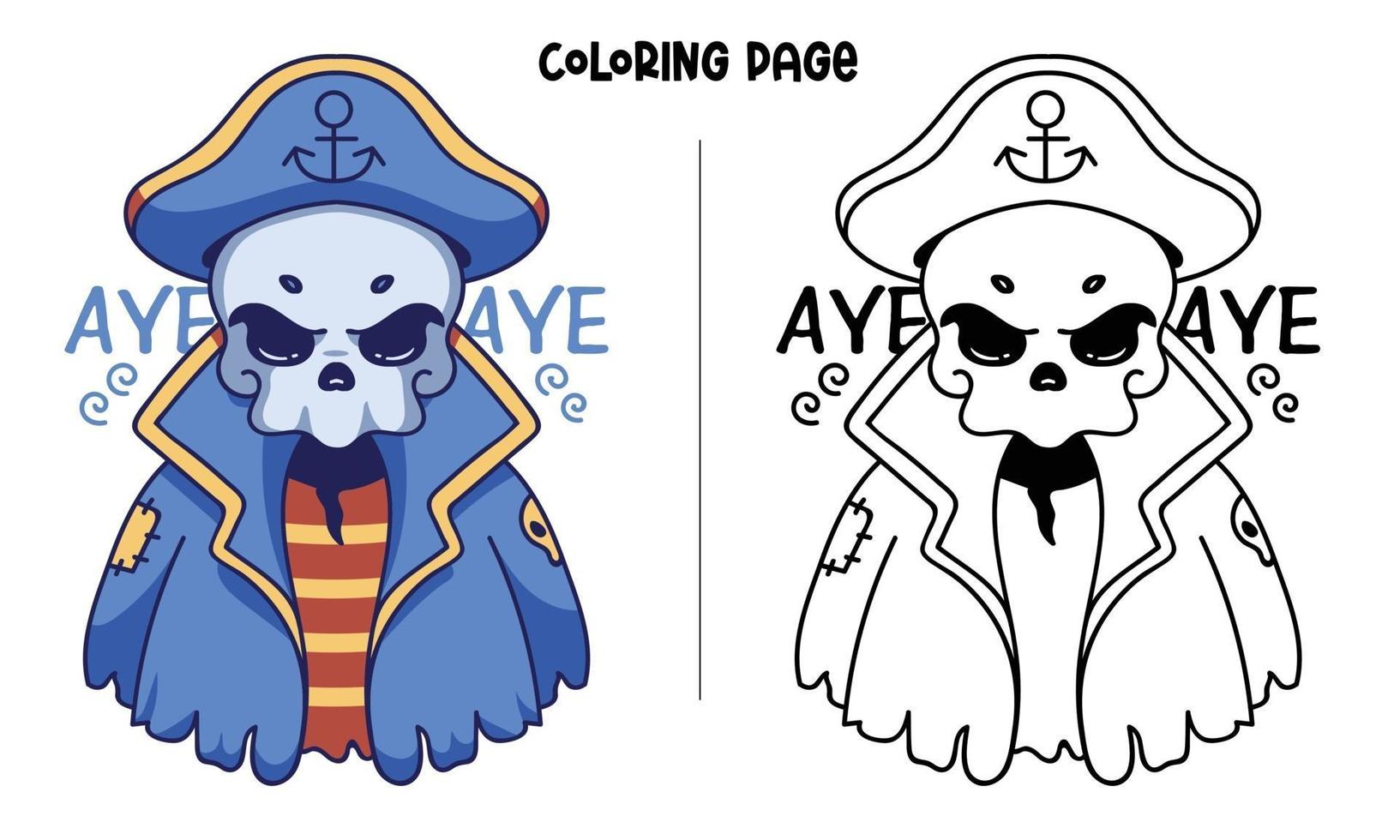 The Skull Pirate Coloring Page vector