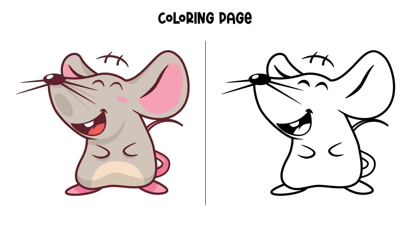 Laughing Mouse Coloring Page vector